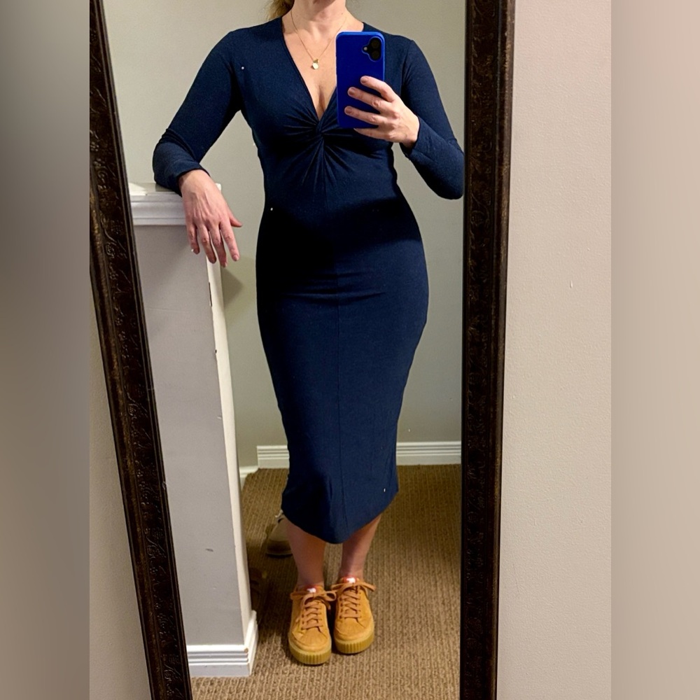 Chic Long Sleeve Navy Bodycon Dress